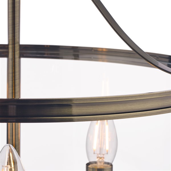 (image for) Laura Ashley Harrington 3lt Pendant Antique Brass Glass